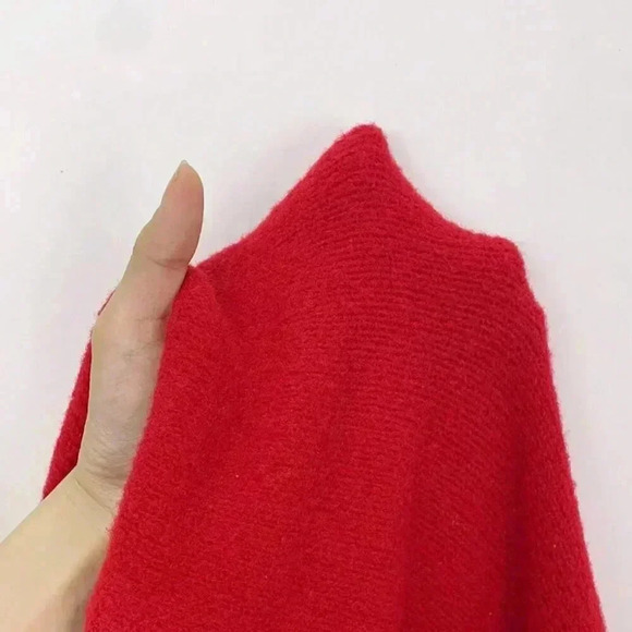 Red Casual Women's Loose Cardigan - Picture 8 of 8